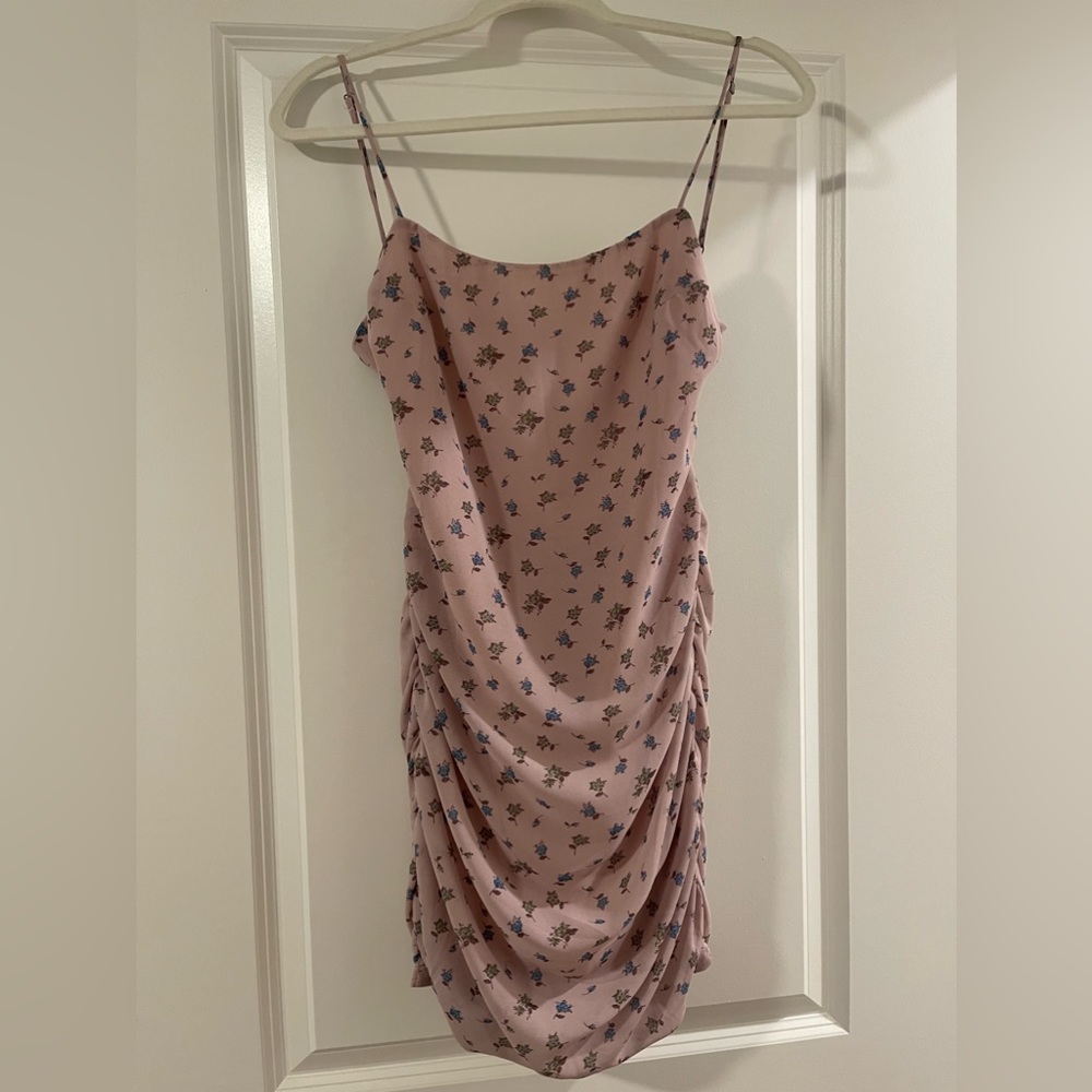 Cotton Candy LA Pink Floral Open Back Ruched Dress